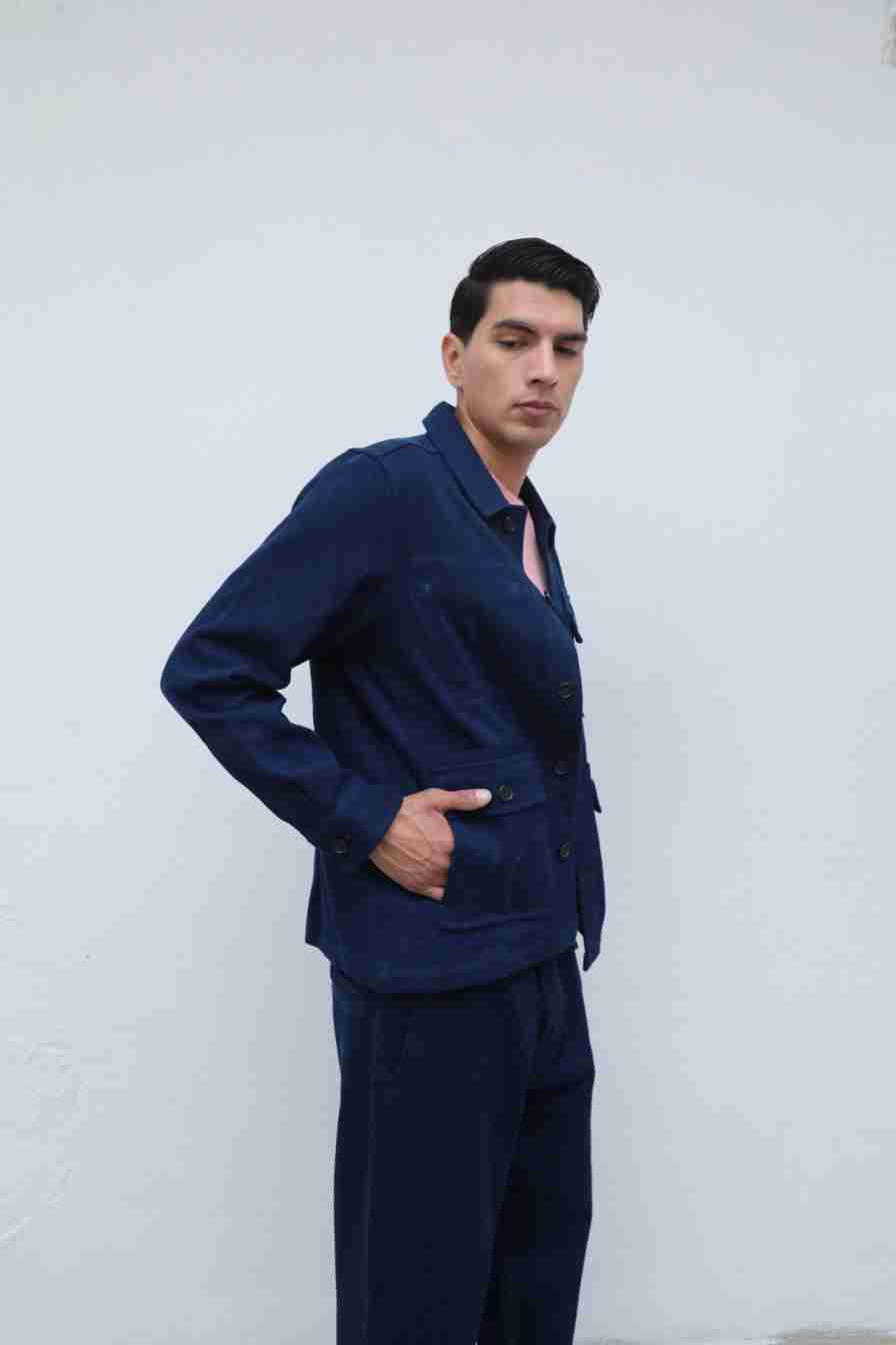 Akash Chore Coat Cotton Denim in Indigo