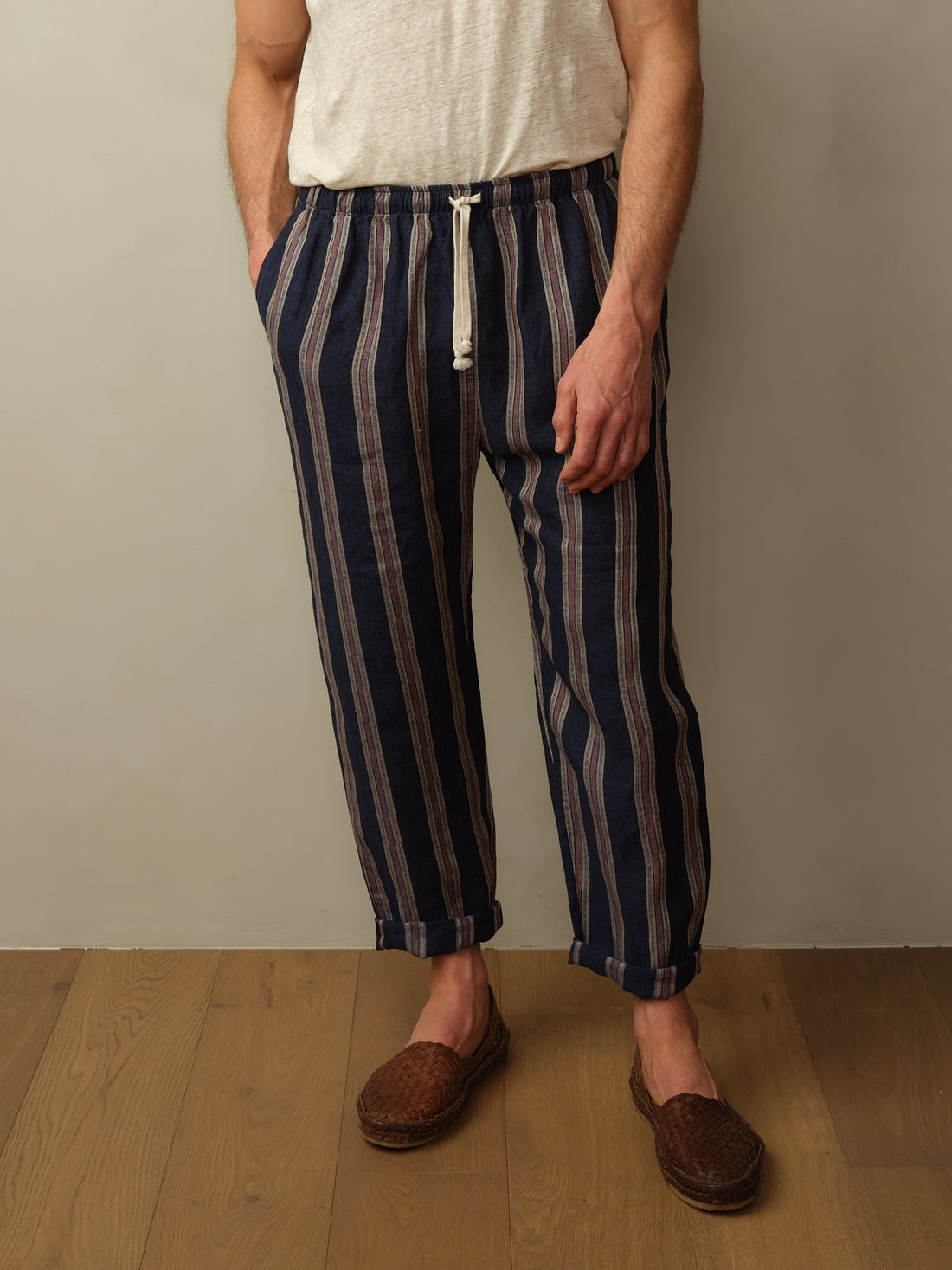 Bali Drawstring Embroidered Linen Pant