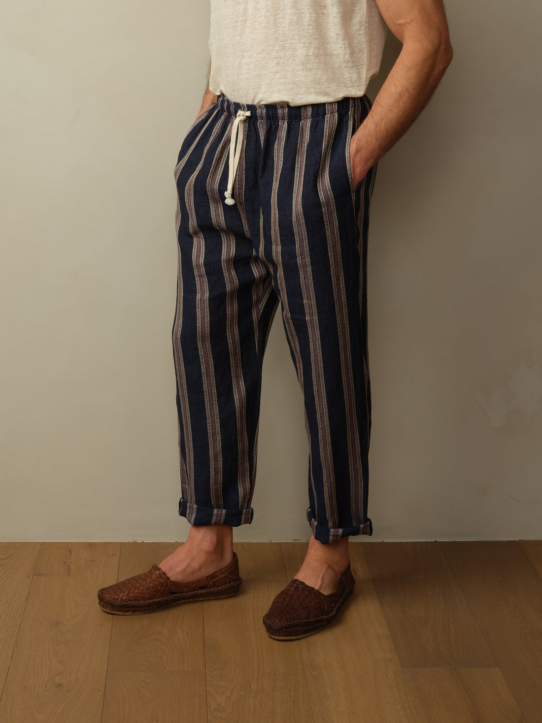 Bali Drawstring Embroidered Linen Pant