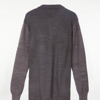Madhur Johnny Collar Flat Knit Sweater Charcoal