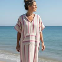 Pink Ivory Montauk Hooded Maxi Kaftan