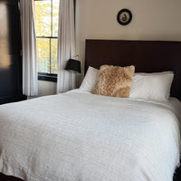 Natural Black Thin Linen Striped Blanket