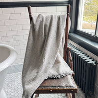 Natural Black Thin Linen Striped Blanket