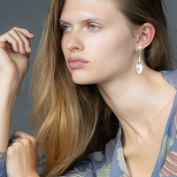 Long Leaf Earrings - Silver