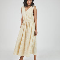 Eesha V Dress in Yellow Stripes