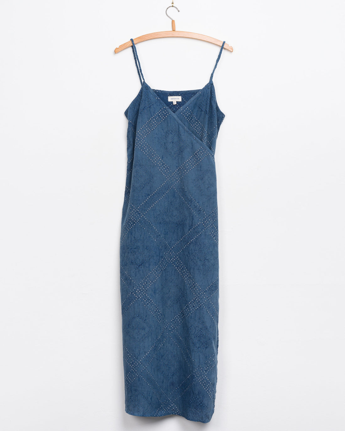 Aahana Strappy Wrap Dress in Indigo Tile Bandhani