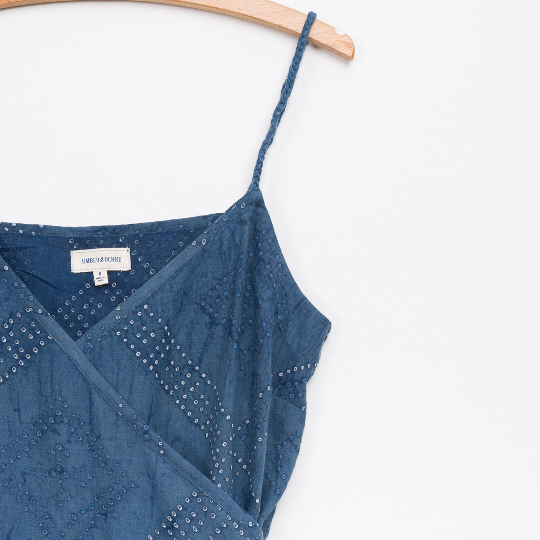 Aahana Strappy Wrap Dress in Indigo Tile Bandhani