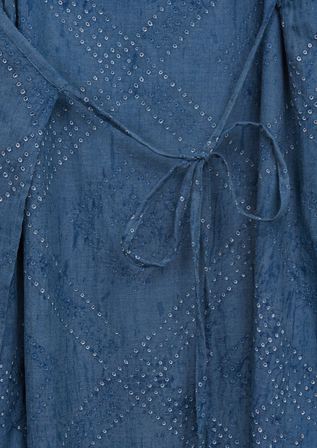 Aahana Strappy Wrap Dress in Indigo Tile Bandhani