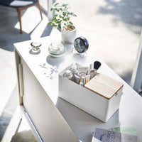 Makeup Organizer with Mirror - Steel + Wood