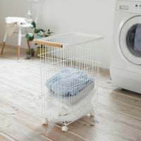 Rolling Wire Basket (24" H) - Steel + Wood