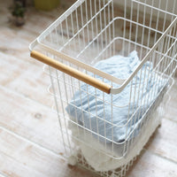 Rolling Wire Basket (24" H) - Steel + Wood