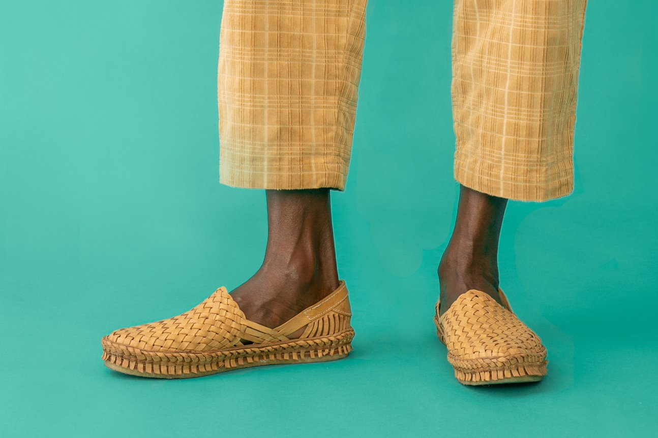Mohinders Woven Flats in Honey Leather. Handcrafted in India. Men’s size 12 ? sigh of awe ?::⁠ ⁠ the rich patina of our leather is  main image 3
