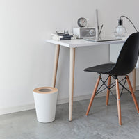 Trash Can - Round - Steel + Wood