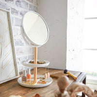 Two-Tier Jewelry Tray With Mirror - Steel + Wood