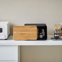 Bread Box with Cutting Board Lid - Steel + Wood
