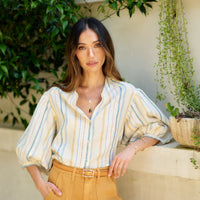 Edith Blouse in Striped Linen