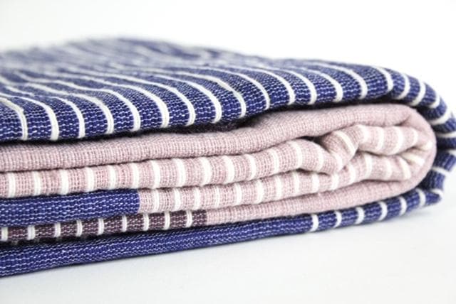Stripes on Stripes Ethiopian Throw / mulberry, coral blush, & dark purple