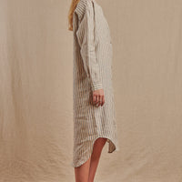 Women's Striped Montauk Shirt Dress in Linen - Final Sale