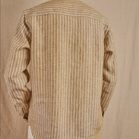 Men's Striped Monty Mandarin in Linen - Final Sale