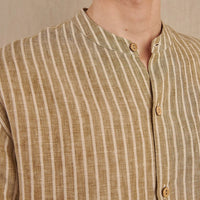 Men's Striped Monty Mandarin in Linen - Final Sale