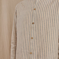 Men's Striped Monty Mandarin in Linen - Final Sale