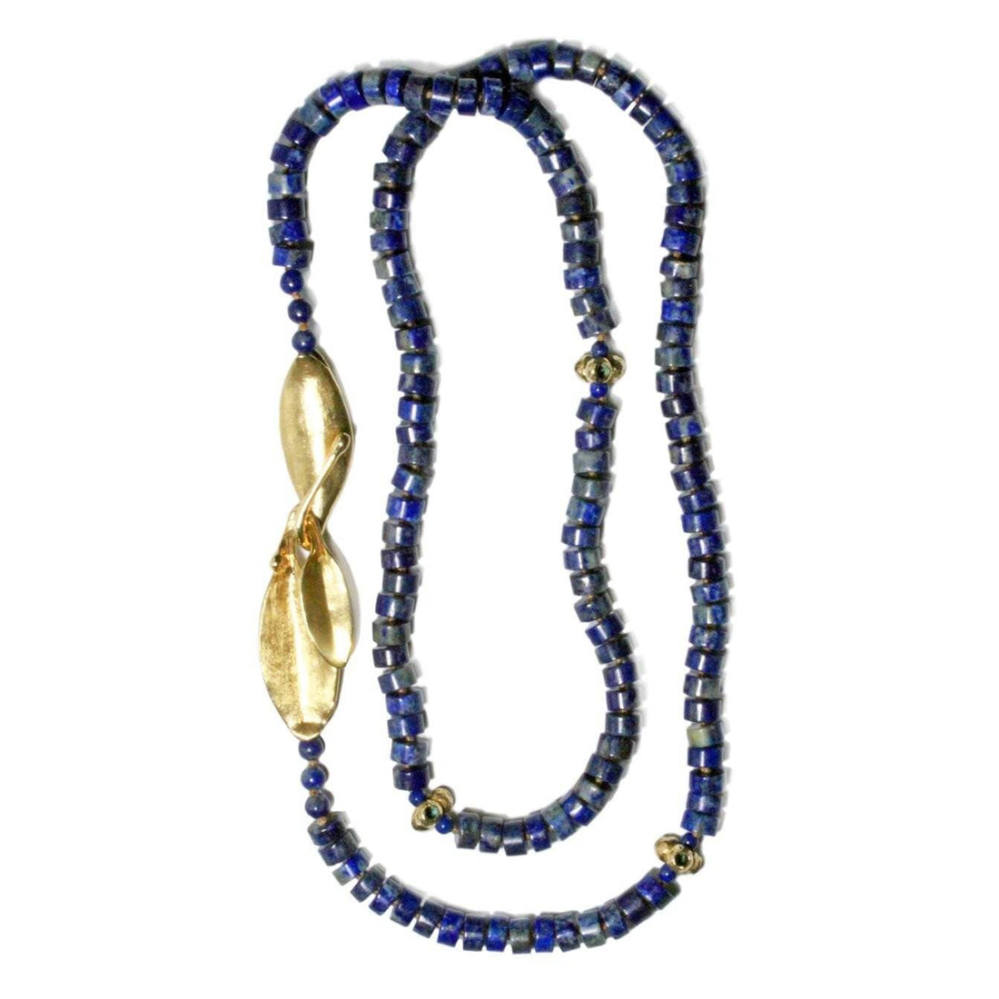 Lapis & Callistemon Necklace with Leaves Clasp