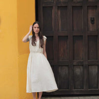 Eesha V Dress in Mockleno Check Natural