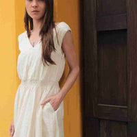 Eesha V Dress in Mockleno Check Natural