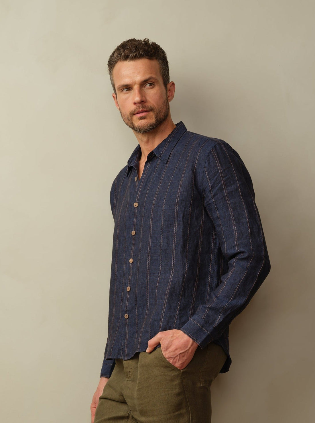 Men's Accord Embroidered Linen Shirt