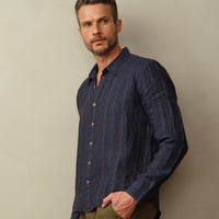 Men's Accord Embroidered Linen Shirt