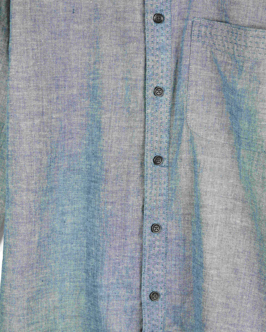 Neil Long Sleeves Shirt Cotton Kora in Indigo Chambray