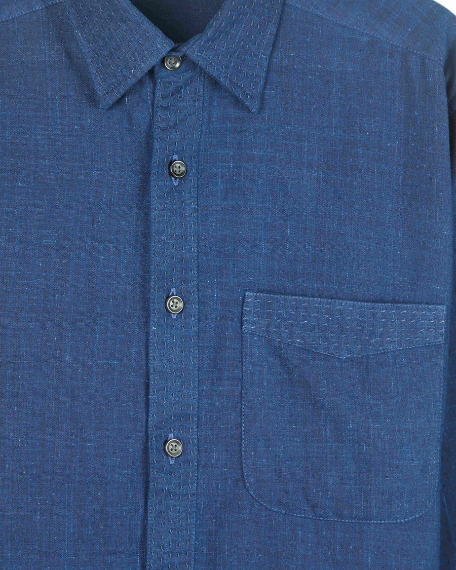 Neil Long Sleeves Shirt Cotton Kora in Dark Indigo