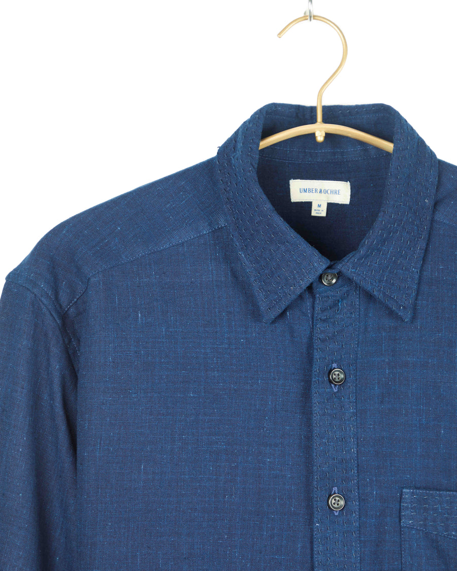 Neil Long Sleeves Shirt Cotton Kora in Dark Indigo