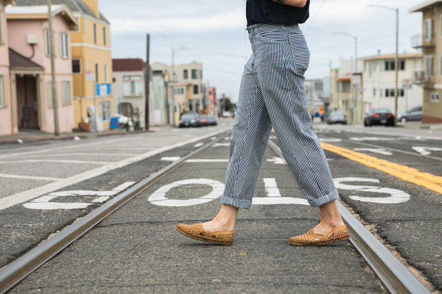 Women's Woven Flat in Honey + No Stripes