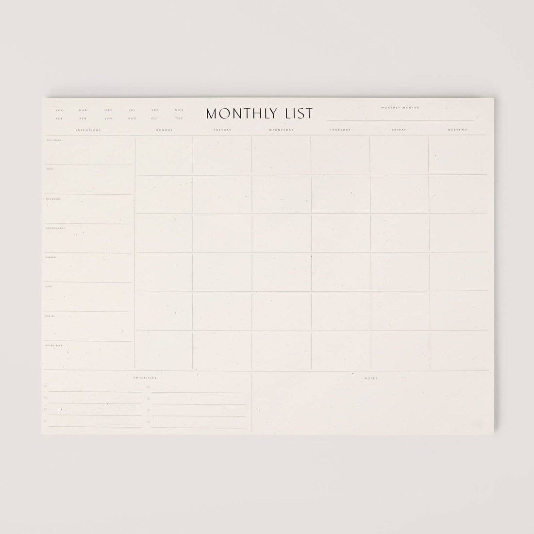 Wilde House Monthly List Planner Pad