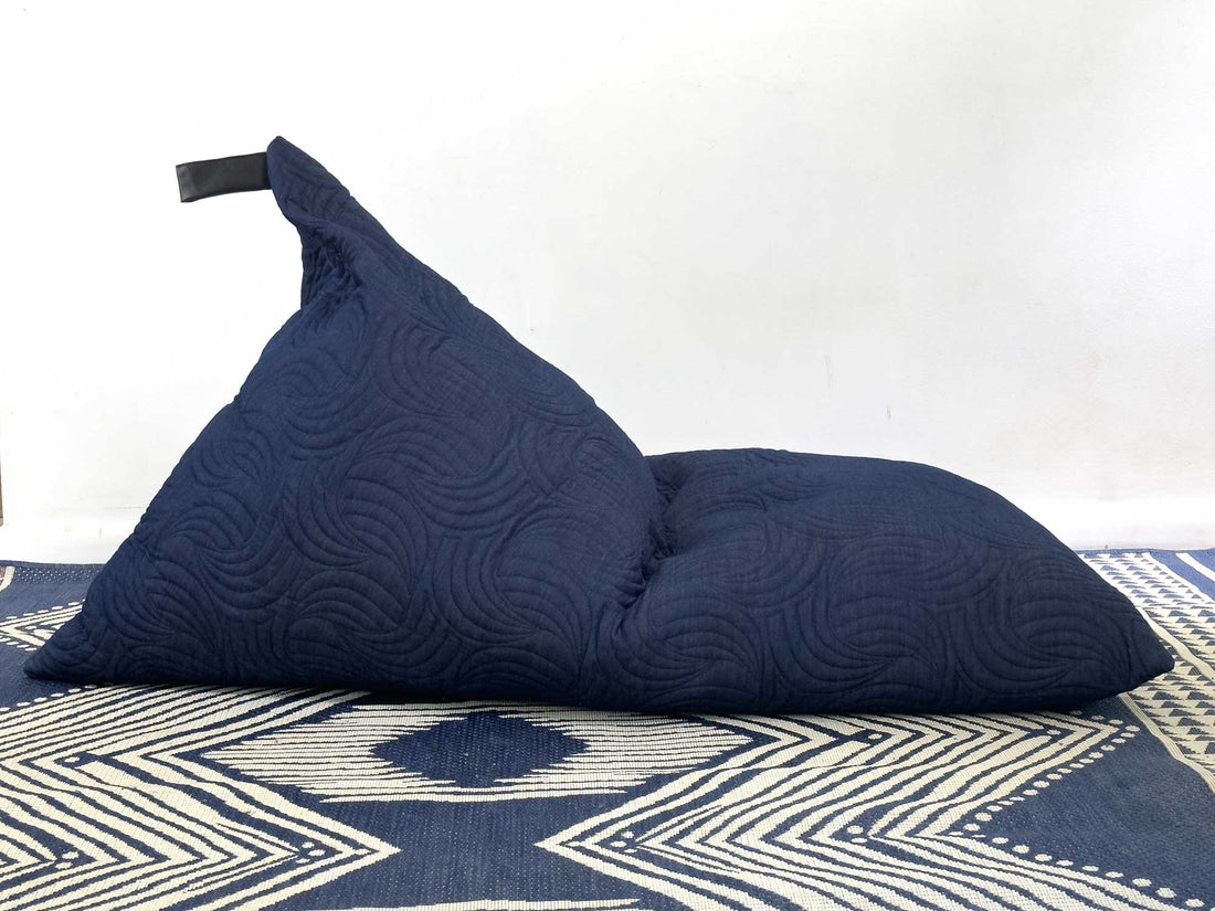 Denim Quilted Bean Bag Chair with Beans
