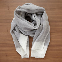 Linen Scarf - White / Gray
