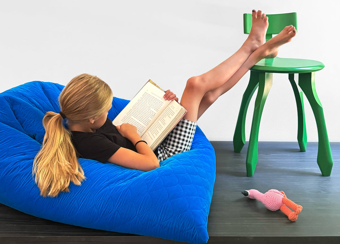 Velvet Quilted Bean Bag Chair with Beans