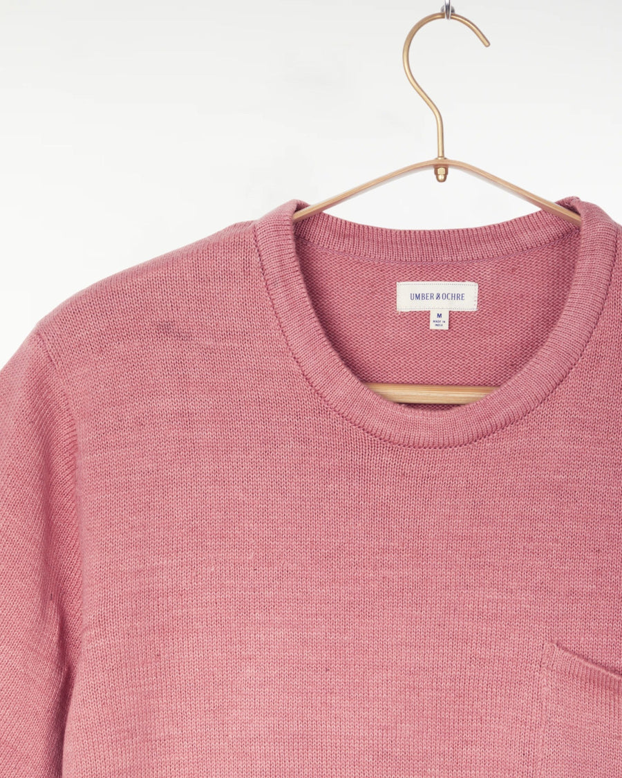 Azad S/S Pocket Flat Knitted Tee Dusty Rose