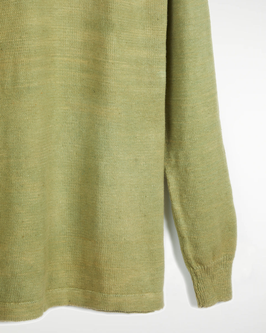 Bandhu Henley Flat Knit Sweater Pale Green