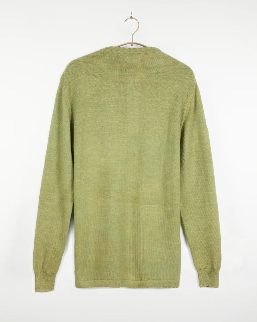 Bandhu Henley Flat Knit Sweater Pale Green