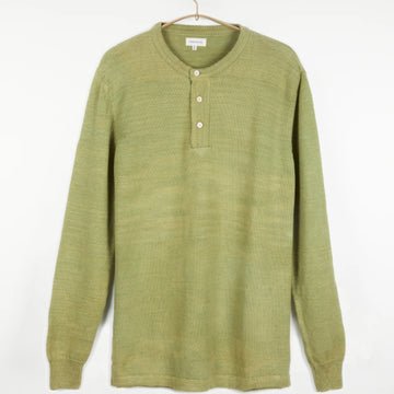 Bandhu Henley Flat Knit Sweater Pale Green