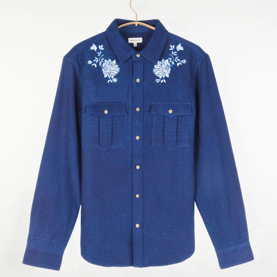 Kalpa Western Shirt Embroidered Indigo FIELD + SUPPLY Kalpa Western Shirt Embroidered Indigo FIELD + SUPPLY