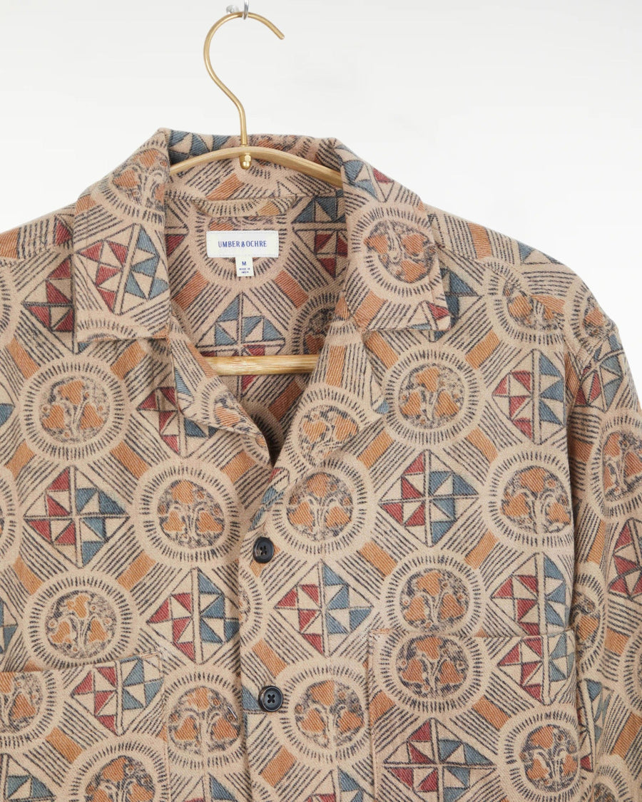 Kinnaur Overshirt Cotton Wool Tile Print
