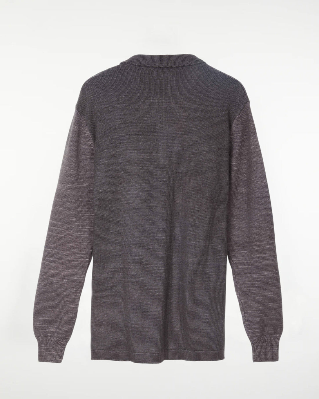 Madhur Johnny Collar Flat Knit Sweater Charcoal
