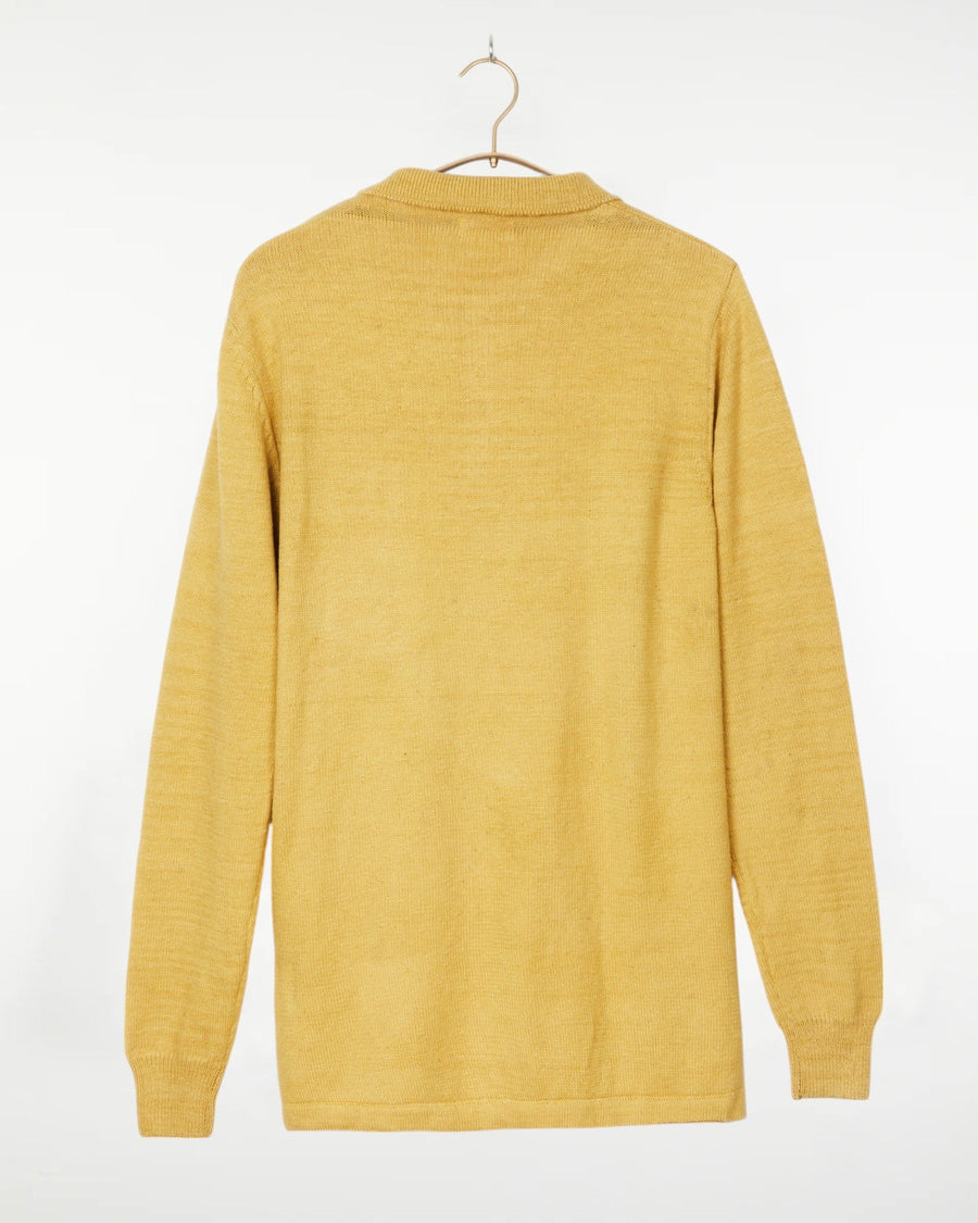 Madhur Johnny Collar Flat Knit Sweater Yellow