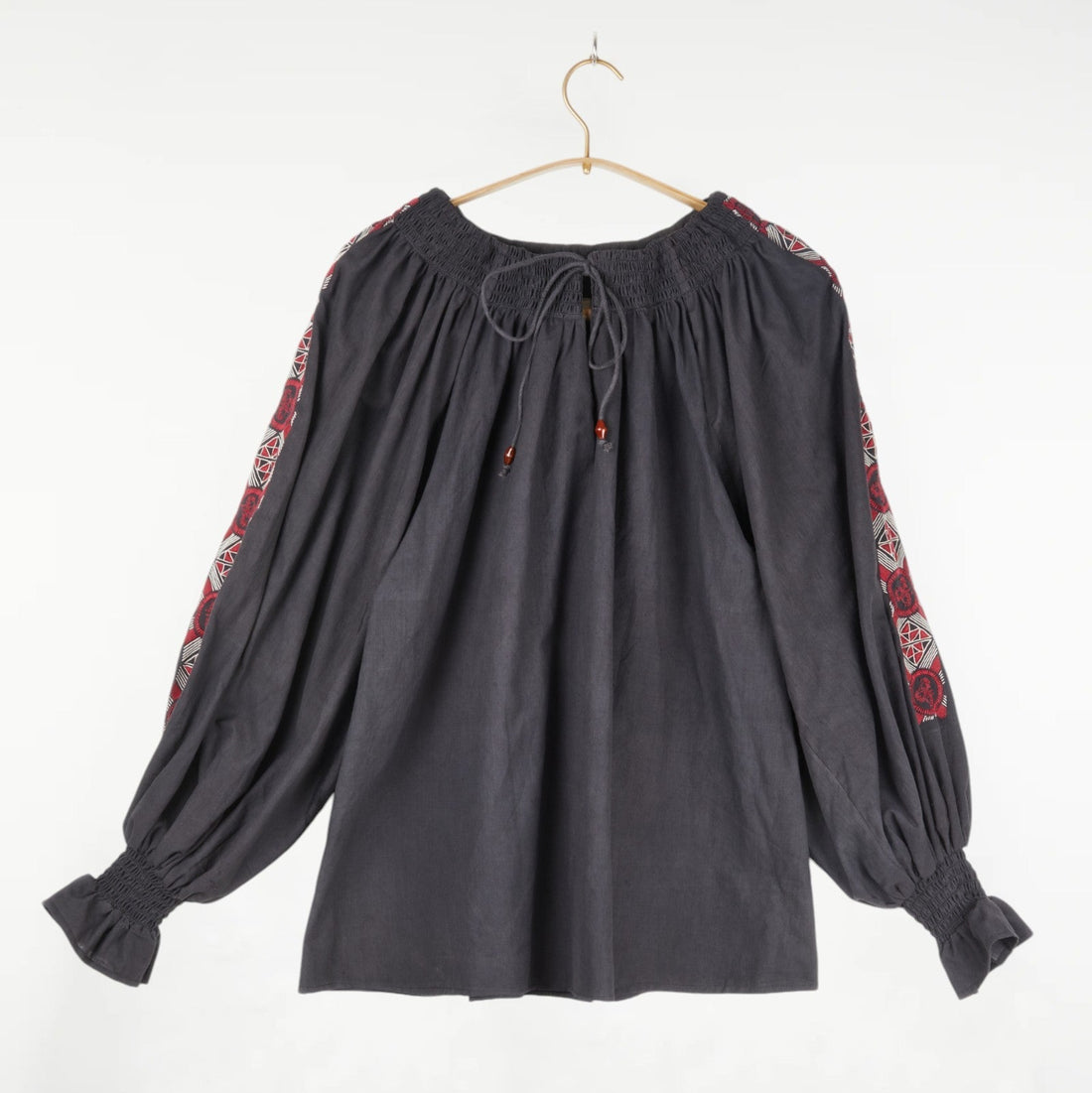 Priti Top Muslin Black with Embroidery