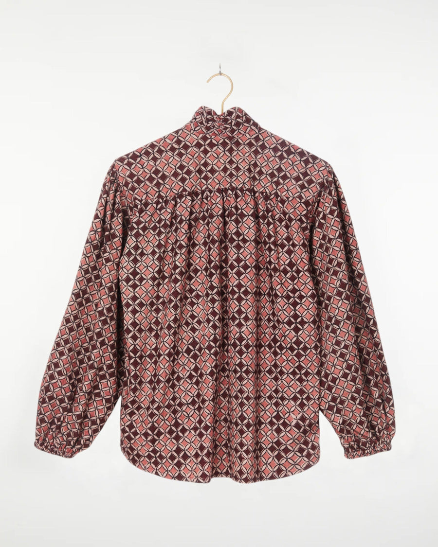 Sabrina Top Kora Geometric Print Brown