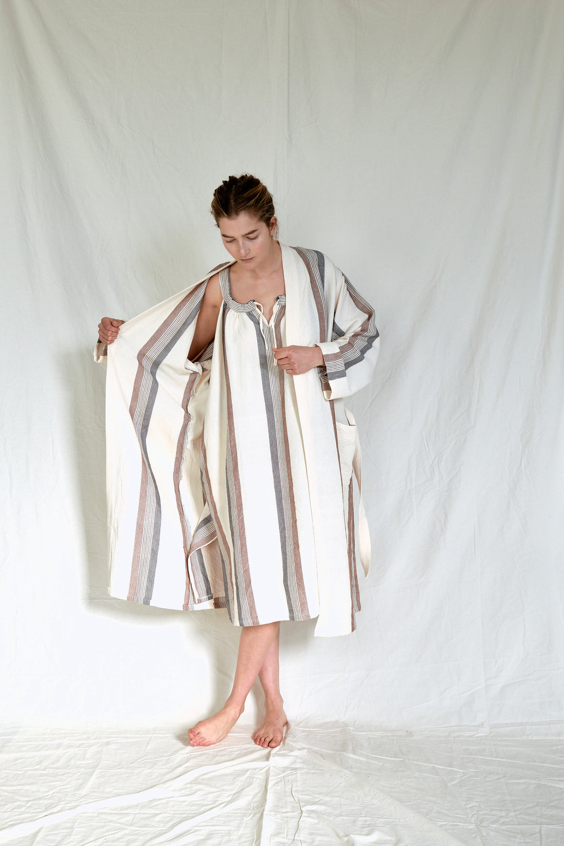 Brown Cream Nomad Long Bathrobe