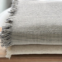 Natural Black Thin Linen Striped Blanket